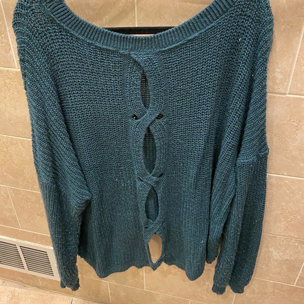 Oversized Teal Express Sweater - size XL